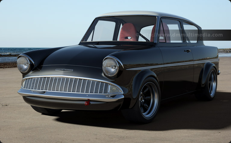 Gloss black Ford Anglia 105E