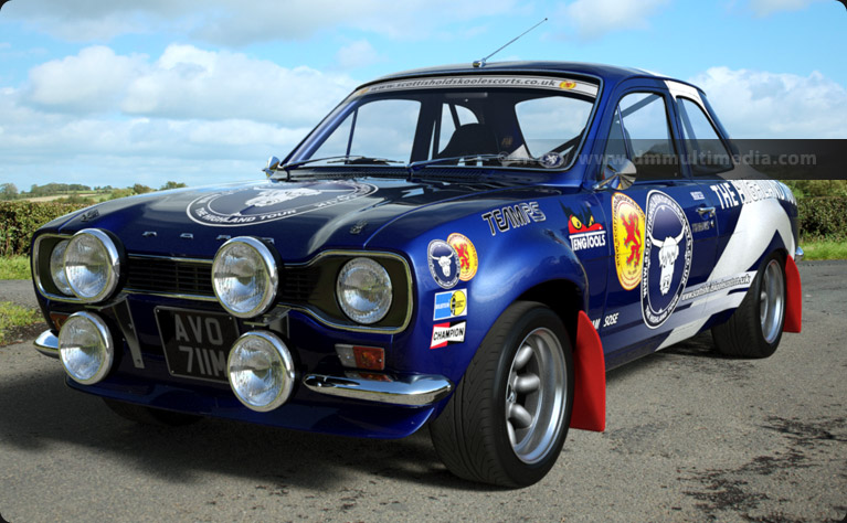 Escort MK1 in the SOSE Highland Tour Rally paint scheme